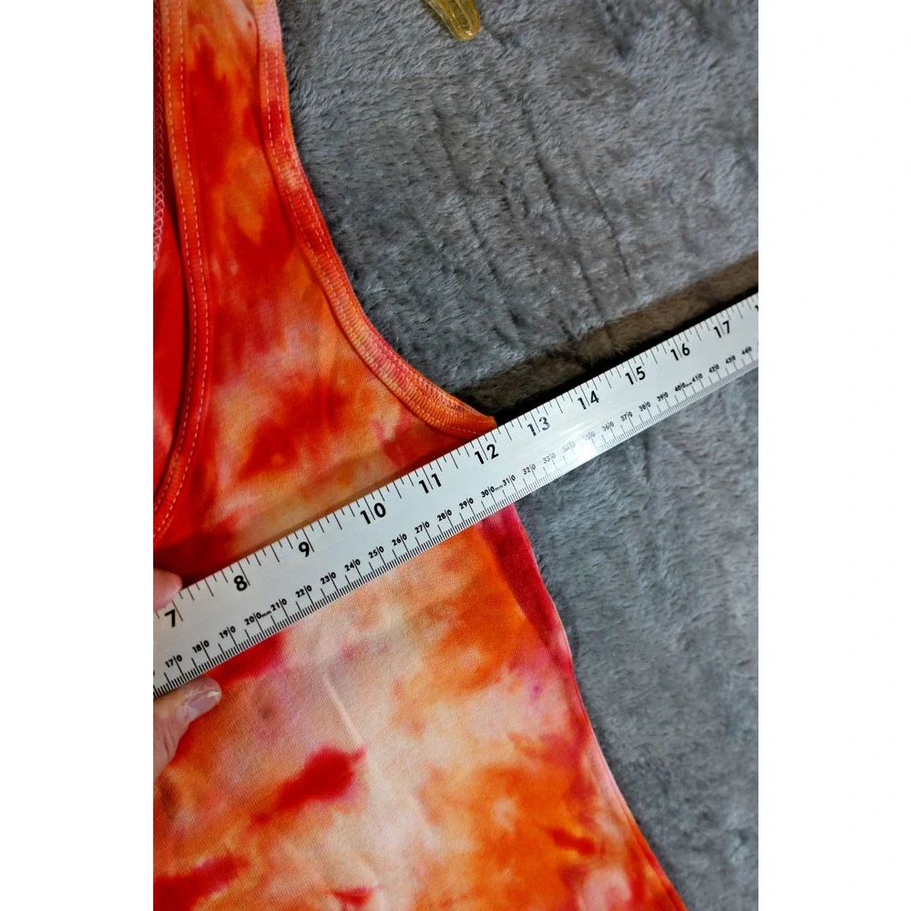 Mossy Oak Tank Top Small Spiral Tie‑Dye Red Orange Artisan Hand Dyed Cotton - Picture 5 of 7